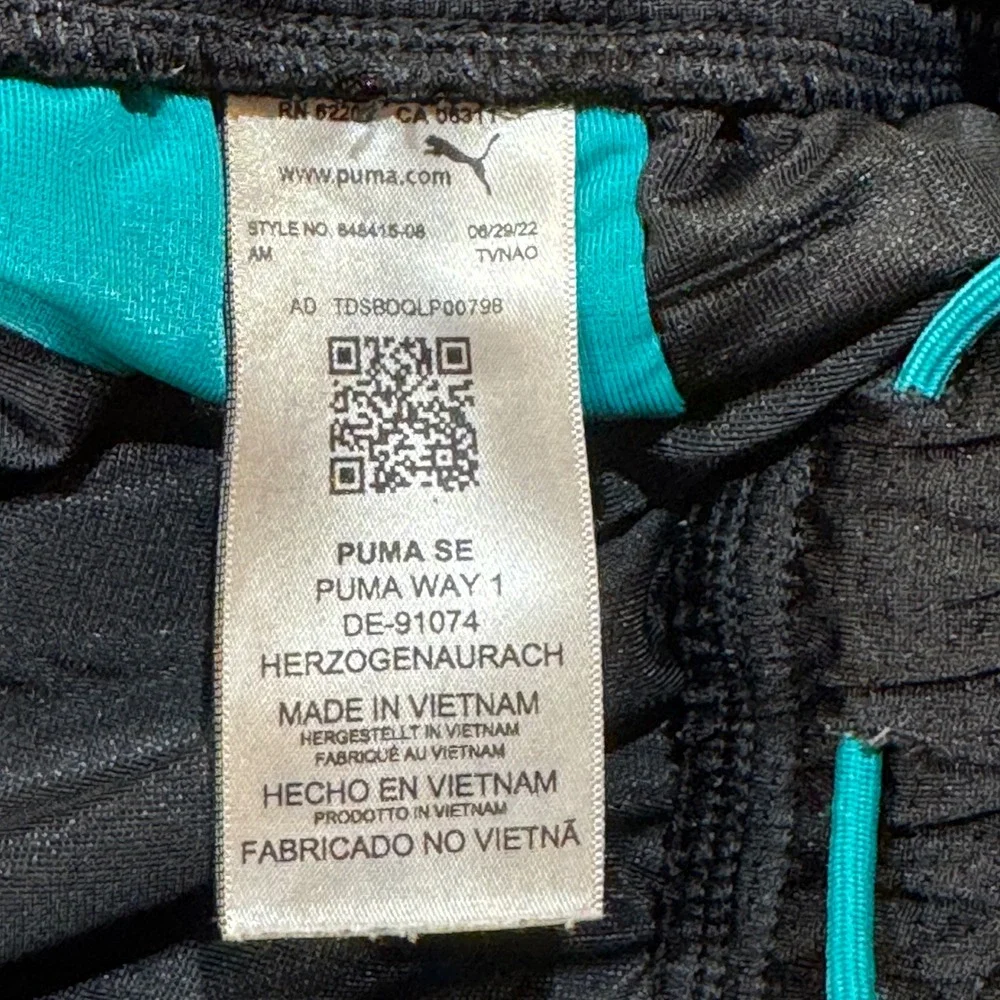 Puma Athletic Mesh Training Shorts Small Black Teal Logo Gym Activewear